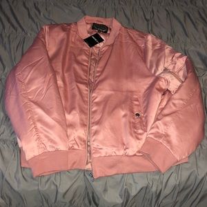 A cute plush pink bomber Jacket 😍